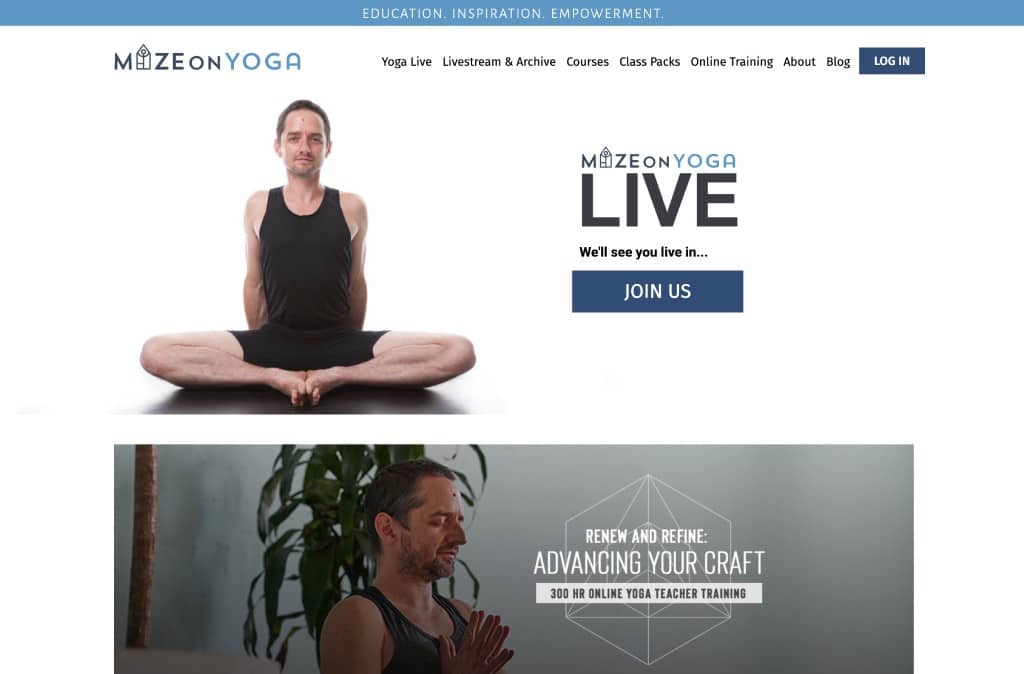 Maze On Yoga website